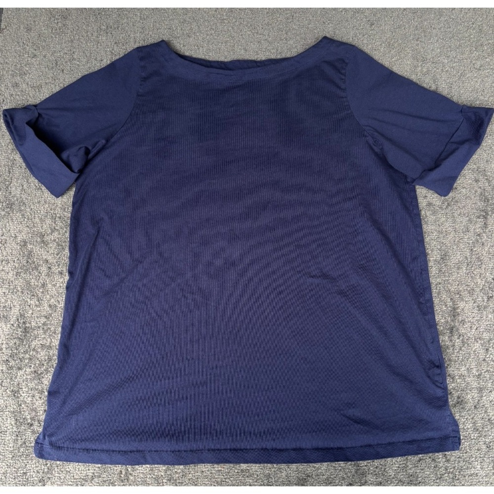 Woman Within T-Shirt Womens 18/20 Large Navy Blue 100% Cotton Crew Neck Pullover